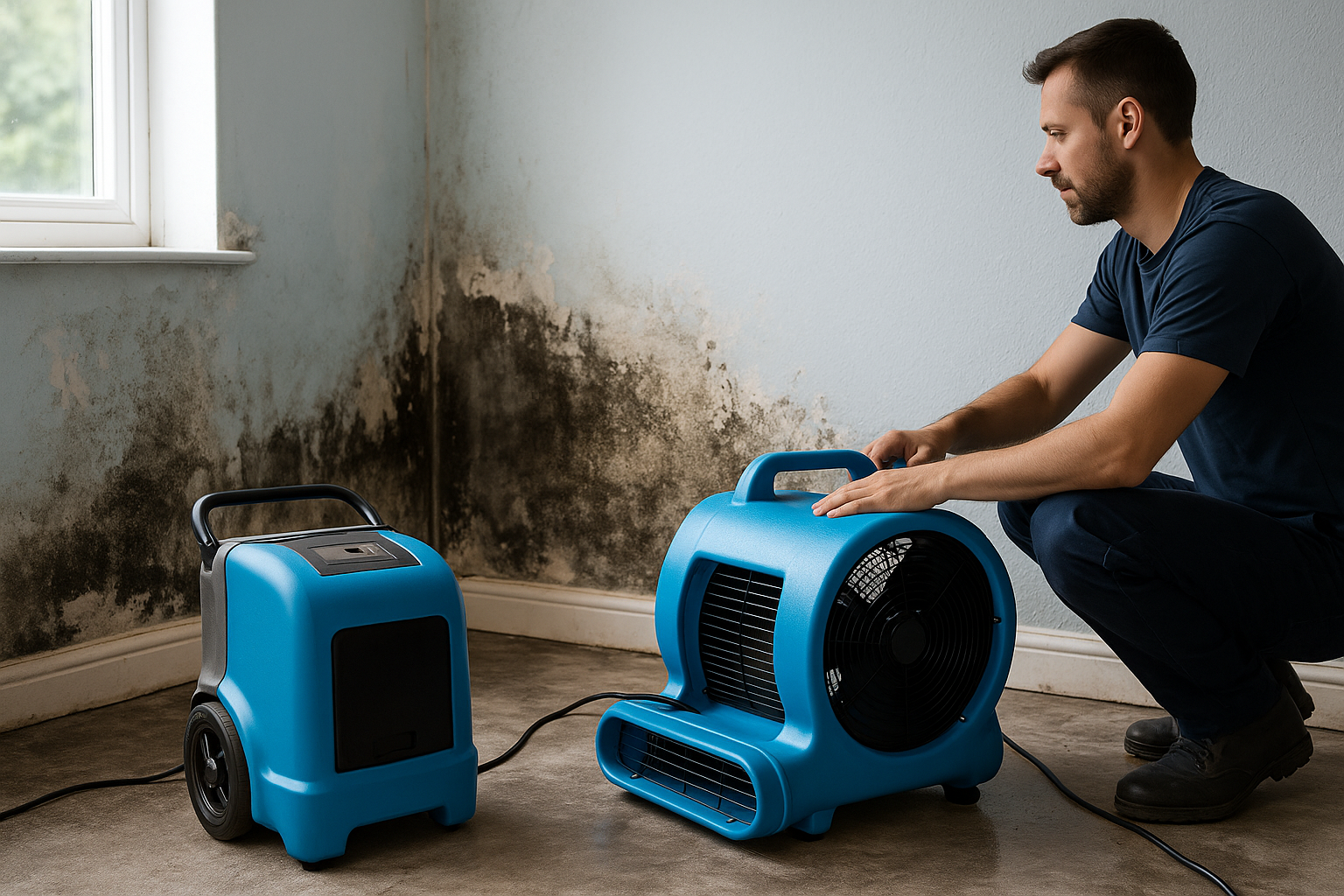 Drying damp and mouldy rooms