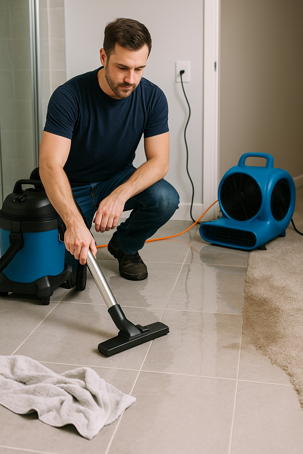 Bathroom leak drying